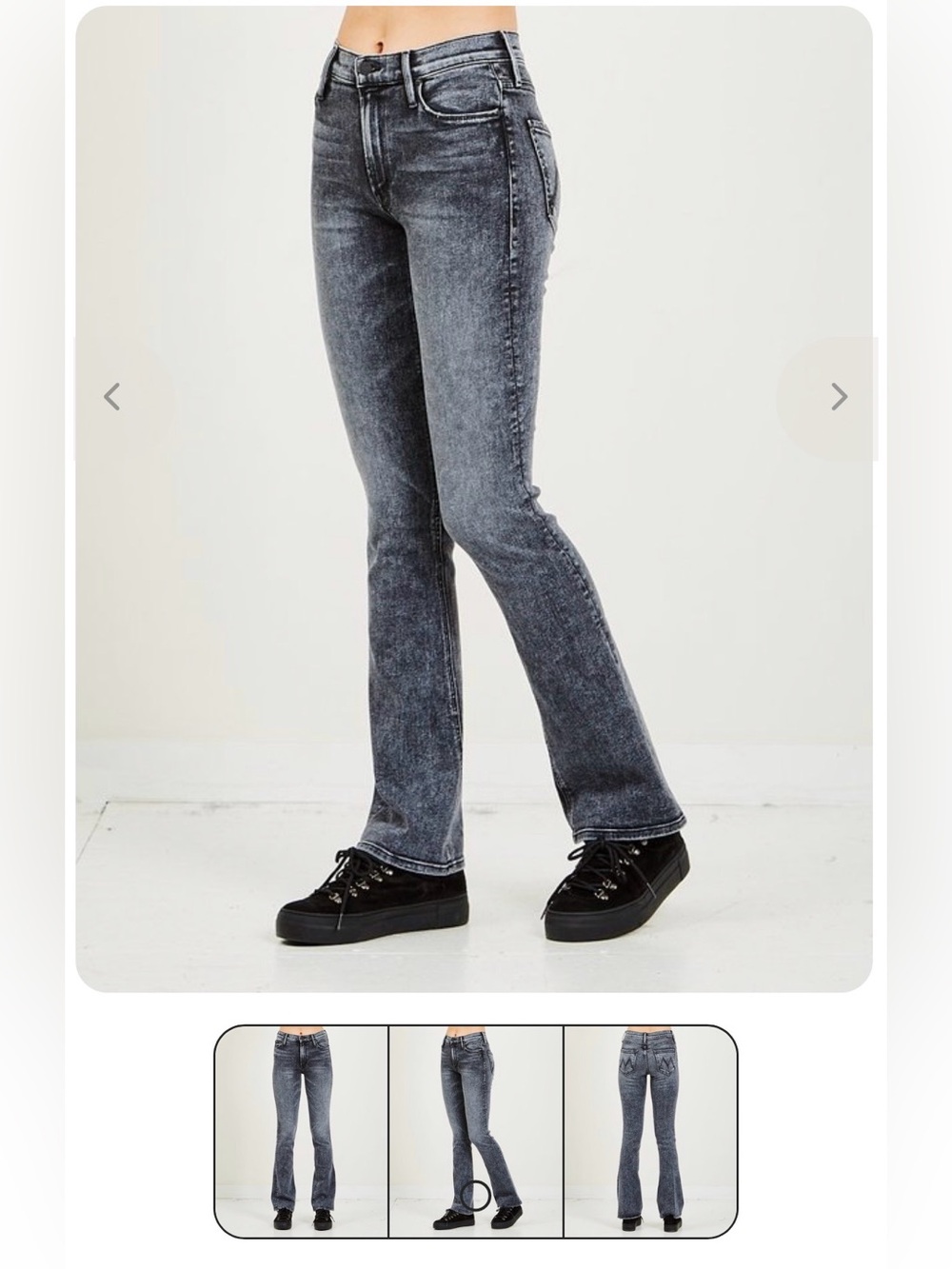 MOTHER Black Gray Washed Flare Jeans